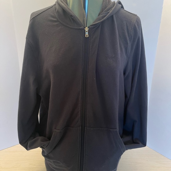 Michael Kors Size M Mens Fleece Logo Zip Up Blue Hoodie drawstring is missing. - Picture 1 of 12